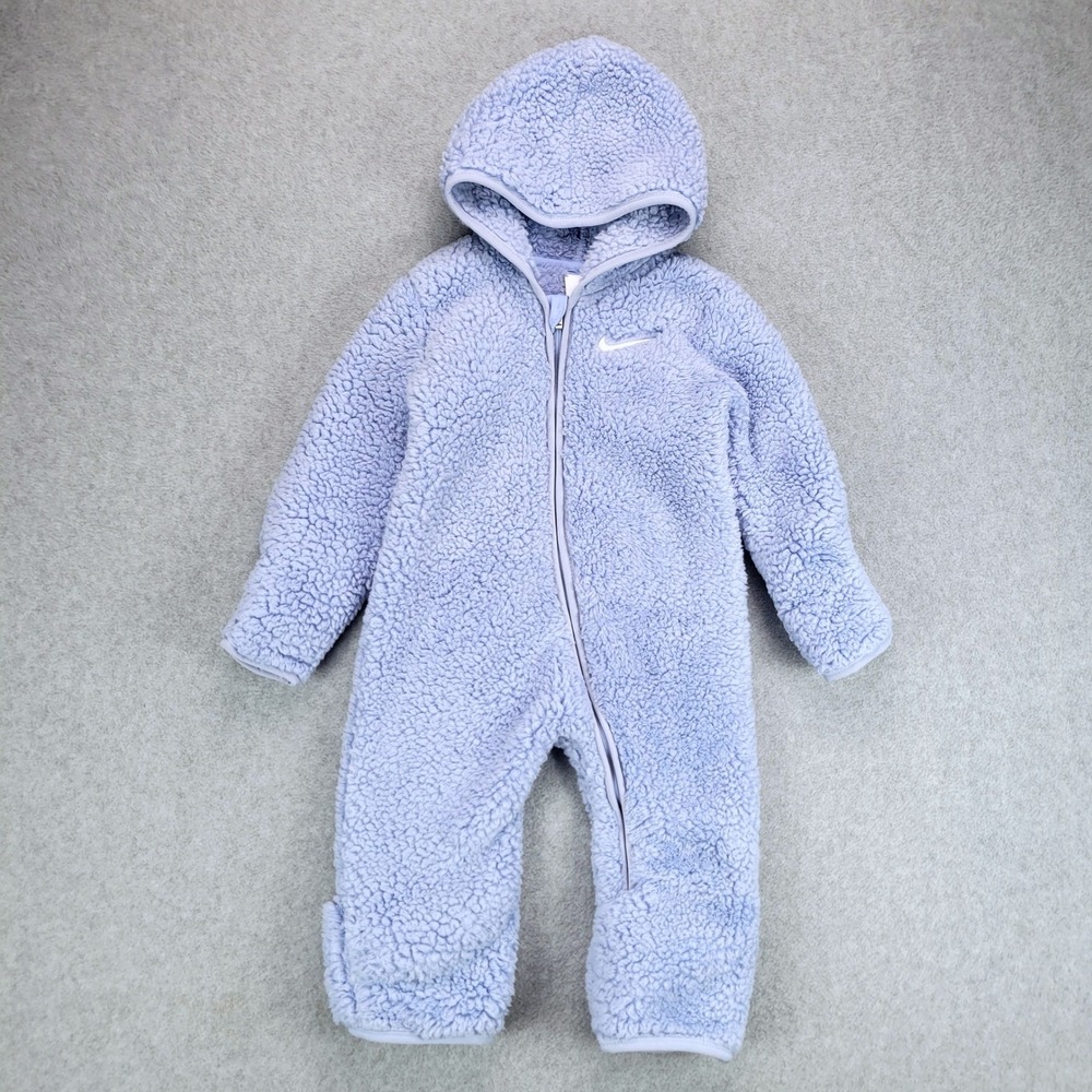 Nike Sherpa Fleece Hooded Coverall Kids 9M Light Purple Bunting Suit L638-U8K